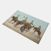 ヴィンテージウェスタン4カウボーイズオンバッキングホース ドアマット (アングル)