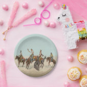 ヴィンテージウェスタン4カウボーイズオンバッキングホース ペーパープレート (パーティー)