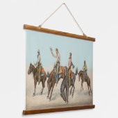 ヴィンテージウェスタン4カウボーイズオンバッキングホース 吊り下げ型タペストリー (傾斜あり)