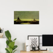 ヴィンテージウェスタン、インディアンキャンプアットドーンバイタヴェルニエ ポスター (ホームオフィス)