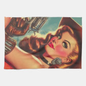 ヴィンテージウェスタン・ピン・アップ キッチンタオル (横)