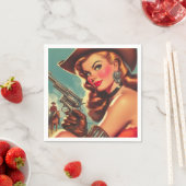 ヴィンテージウェスタン・ピン・アップ スタンダードカクテルナプキン (インサイチュ)