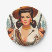 ヴィンテージウェスタン・ピン・アップ ペーパープレート (正面)