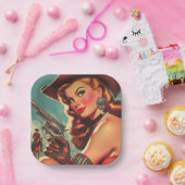 ヴィンテージウェスタン・ピン・アップ ペーパープレート (パーティー)