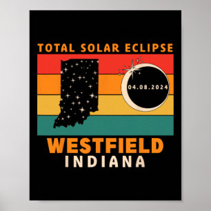 ヴィンテージウェストフィールドインディアナ太陽のトータルEclipse 2024 ポスター