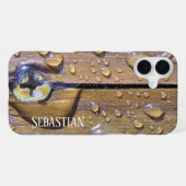 ヴィンテージウェットシダーウッド写真名前をカスタムする iPhoneケース (裏面横)