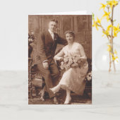 ヴィンテージウェディングおめでとう カード (黄色い花)