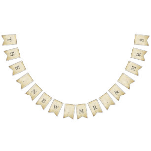 ヴィンテージウェディングの新人夫妻 バンティングフラッグ