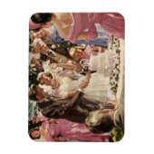 ヴィンテージウェディングの花嫁と新郎 新婚夫婦がケーキをカット マグネット (縦)