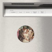 ヴィンテージウェディングの花嫁と新郎 新婚夫婦がケーキをカット マグネット (インサイチュ (食洗機))