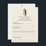 ヴィンテージウェディングアドライブカードアドバイス1920のテーマ アドバイスカード<br><div class="desc">あなたのゲストブックの代替おもしろい結婚を探している？こ与えのAd結婚 Libカードをゲストに渡して入力する！新しい結婚アドバイス... ... を忘れないで決忘れして…長く幸せな結婚のための秘密は…いくつかの深い、誠実で誠実な結果を期待す笑わされるる！特別な日に素敵な記念の品で、何年か後に訪れるのも楽しい。名前、日付、および必要に応じて文字を変更するために簡単にカスタマイズ。1920年の男性と女性の踊りポーズ。</div>