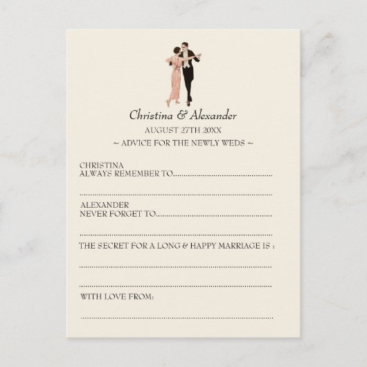 ヴィンテージウェディングアドライブカードアドバイス1920のテーマ アドバイスカード (正面)