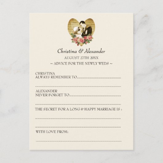 ヴィンテージウェディングアドライブカードアドバイス1920のテーマ アドバイスカード (正面)