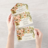 ヴィンテージウェディングアンティークガーデンバラフラワーズフローラ オールインワン招待状 (貼ってはがせる)