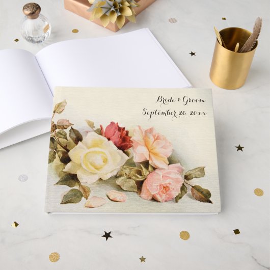 ヴィンテージウェディングアンティークガーデンバラ花 ゲストブック (正面見開き)