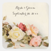 ヴィンテージウェディングアンティークガーデンバラ花 スクエアシール (正面)