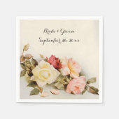 ヴィンテージウェディングアンティークガーデンバラ花 スタンダードカクテルナプキン (正面)