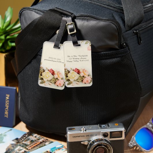 ヴィンテージウェディングアンティークガーデンバラ花 ラゲッジタグ (正面&裏面)