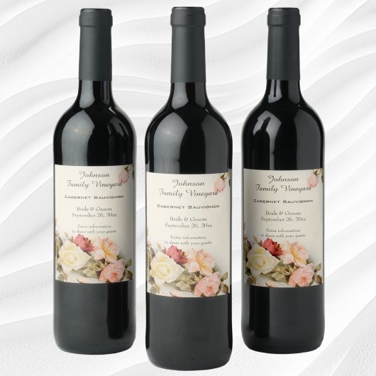 ヴィンテージウェディングアンティークガーデンバラ花 ワインラベル