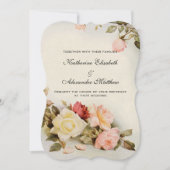 ヴィンテージウェディングアンティークガーデンバラ花 招待状 (正面)