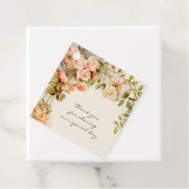 ヴィンテージウェディングアンティークピンクローズフラワー フェイバータグ