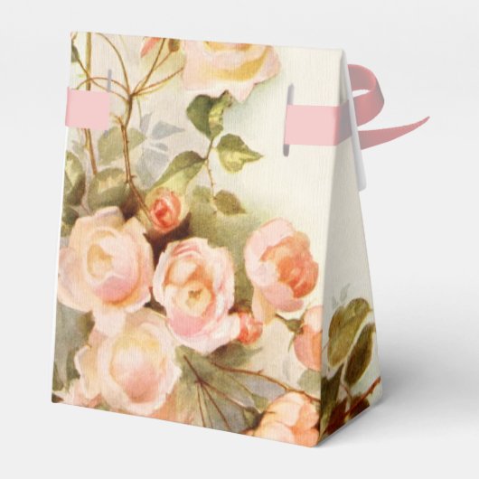 ヴィンテージウェディングアンティークピンクローズフラワー フェイバーボックス (裏面サイド)