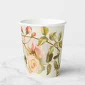 ヴィンテージウェディングアンティークピンクローズフラワー 紙コップ (裏面)