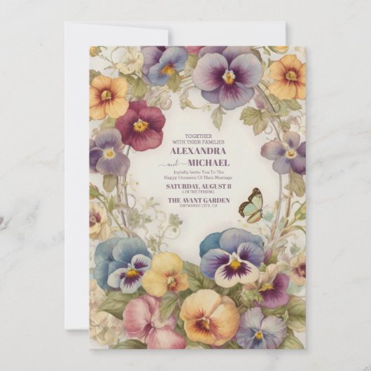 ヴィンテージウェディングアールヌーボーバイミュシャ 招待状 (正面)