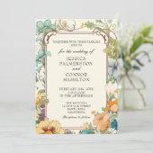 ヴィンテージウェディングアールヌーボーフローラ招待状 招待状 (スタンド正面)