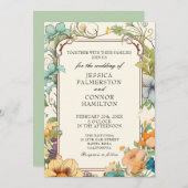 ヴィンテージウェディングアールヌーボーフローラ招待状 招待状 (正面/裏面)