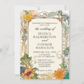 ヴィンテージウェディングアールヌーボーフローラ招待状 招待状 (正面)