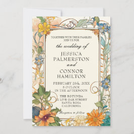 ヴィンテージウェディングアールヌーボーフローラ招待状 招待状