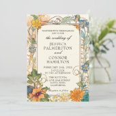 ヴィンテージウェディングアールヌーボーフローラ招待状 招待状 (スタンド正面)