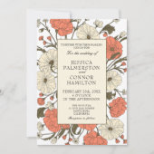 ヴィンテージウェディングアールヌーボーフローラ 招待状 (正面)