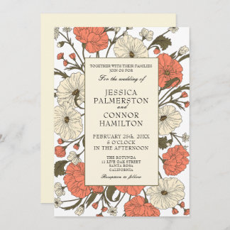 ヴィンテージウェディングアールヌーボーフローラ 招待状