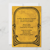 ヴィンテージウェディングアールヌーボー様式化ピーコックバード 招待状 (裏面)