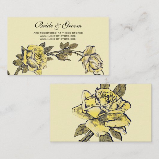 ヴィンテージウェディングイエローアンティークガーデンバラリース エンクロージャーカード (正面/裏面)