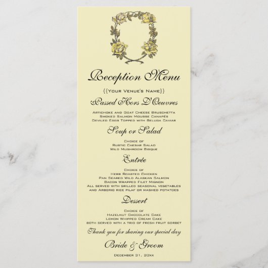 ヴィンテージウェディングイエローアンティークガーデンバラリース メニュー (正面)