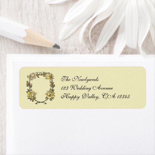 ヴィンテージウェディングイエローアンティークガーデンバラリース ラベル (インサイチュ)