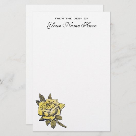 ヴィンテージウェディングイエローアンティークガーデンバラリース 便箋 (正面/裏面)