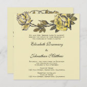 ヴィンテージウェディングイエローアンティークガーデンバラリース 招待状 (正面/裏面)