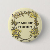 ヴィンテージウェディングイエローアンティークガーデンバラリース 缶バッジ (正面)