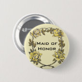 ヴィンテージウェディングイエローアンティークガーデンバラリース 缶バッジ (正面&裏面)