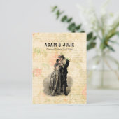 ヴィンテージウェディングカスタマイズ可能な古いファッションドカップル ポストカード (スタンド正面)