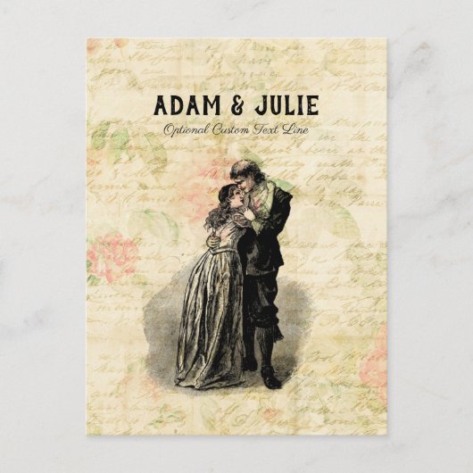 ヴィンテージウェディングカスタマイズ可能な古いファッションドカップル ポストカード (正面)
