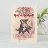 ヴィンテージウェディングキャッツソフトピンク招待状 招待状 (スタンド正面)