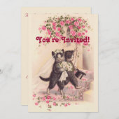 ヴィンテージウェディングキャッツソフトピンク招待状 招待状 (正面/裏面)