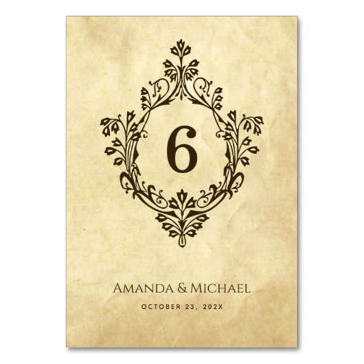 ヴィンテージウェディングクレストオールド紙アンティーク ビクトリアン テーブルナンバー (正面)
