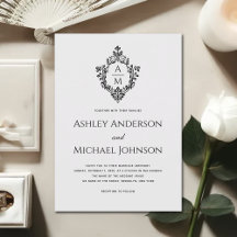 ヴィンテージウェディングクレストモノグラム白黒アンティーク