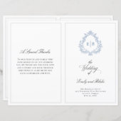 ヴィンテージウェディングクレスト折り畳み結婚式 プログラム (正面/裏面)